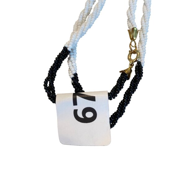 Black & White Beaded Multi-Strand Necklace With Gold-Tone Clasp - Picture 12 of 12